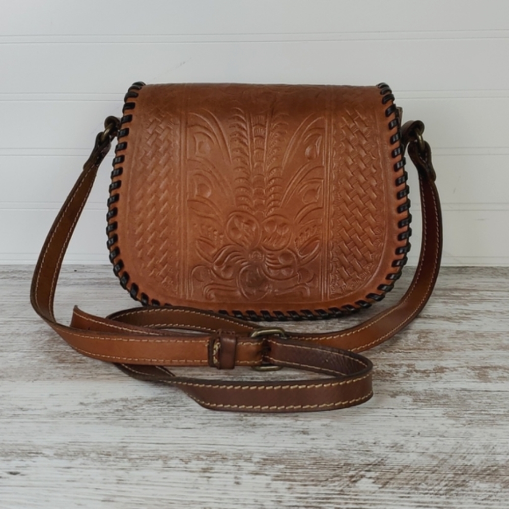 Patricia Nash Metauro Tooled Leather Saddle Bag